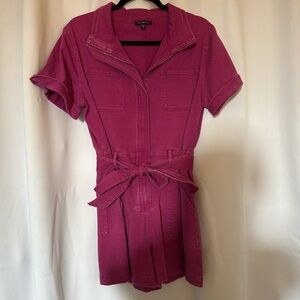 Skies Are Blue Magenta Romper with Belt